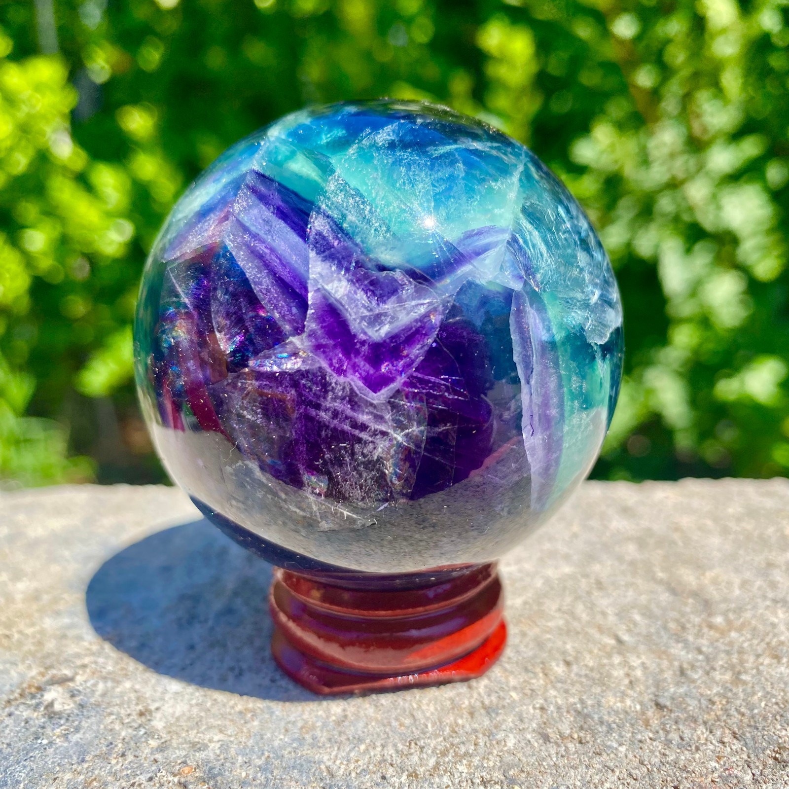 304G natural Green fluorite ball quartz crystal Sphere Reiki energy healing