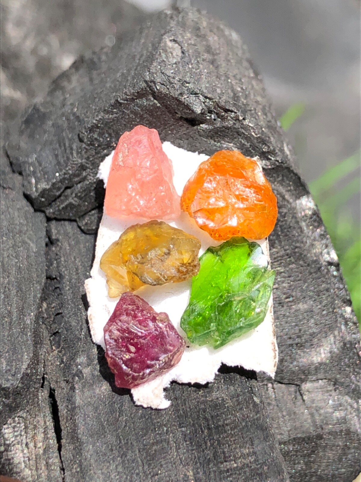 Tourmaline Rough Green Yellow Pink Purple Orange Color 5 Pieces 7 MM To 10 MM.