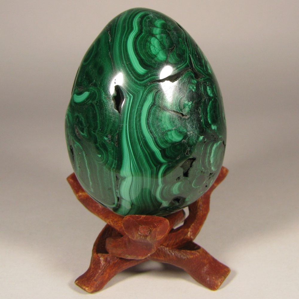 2.3″ MALACHITE Egg Polished Gemstone Sphere w/ Stand – Congo, Africa
