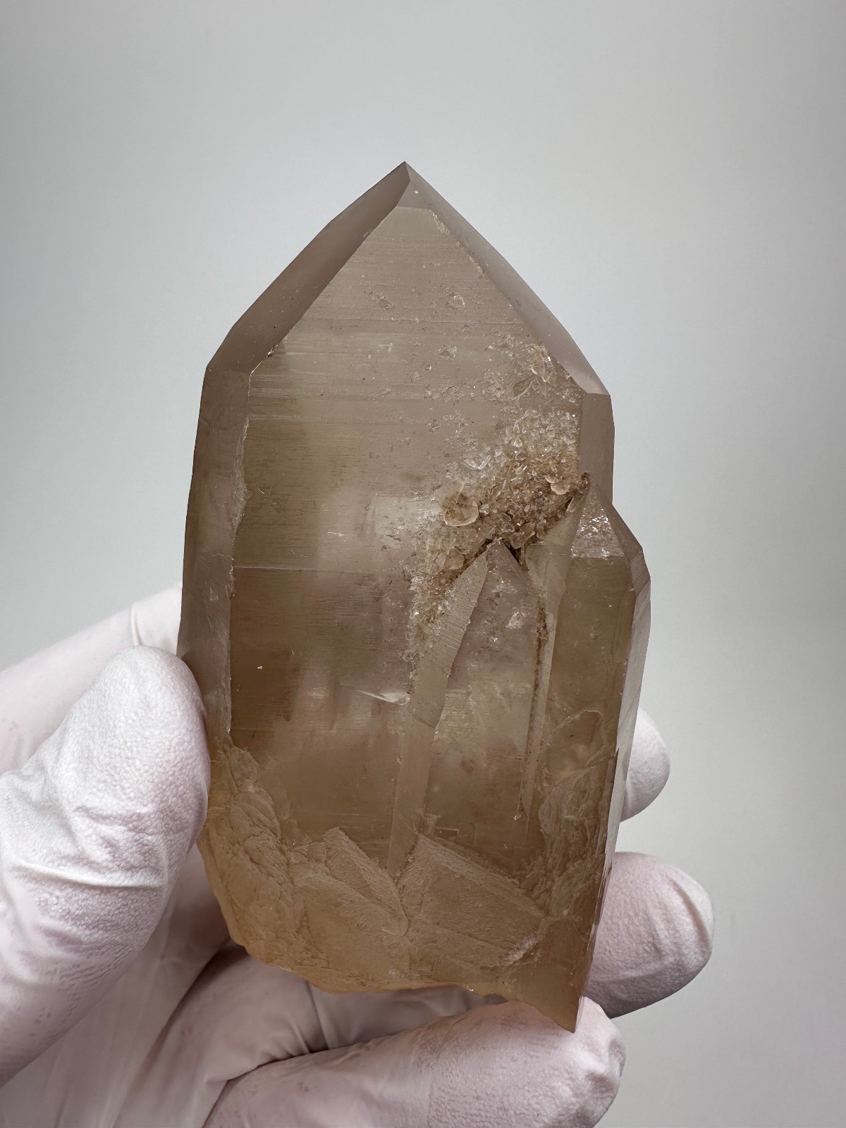 Large Clear Lemurian Seed Quartz Crystal Smokey Point__Serra do Cabra