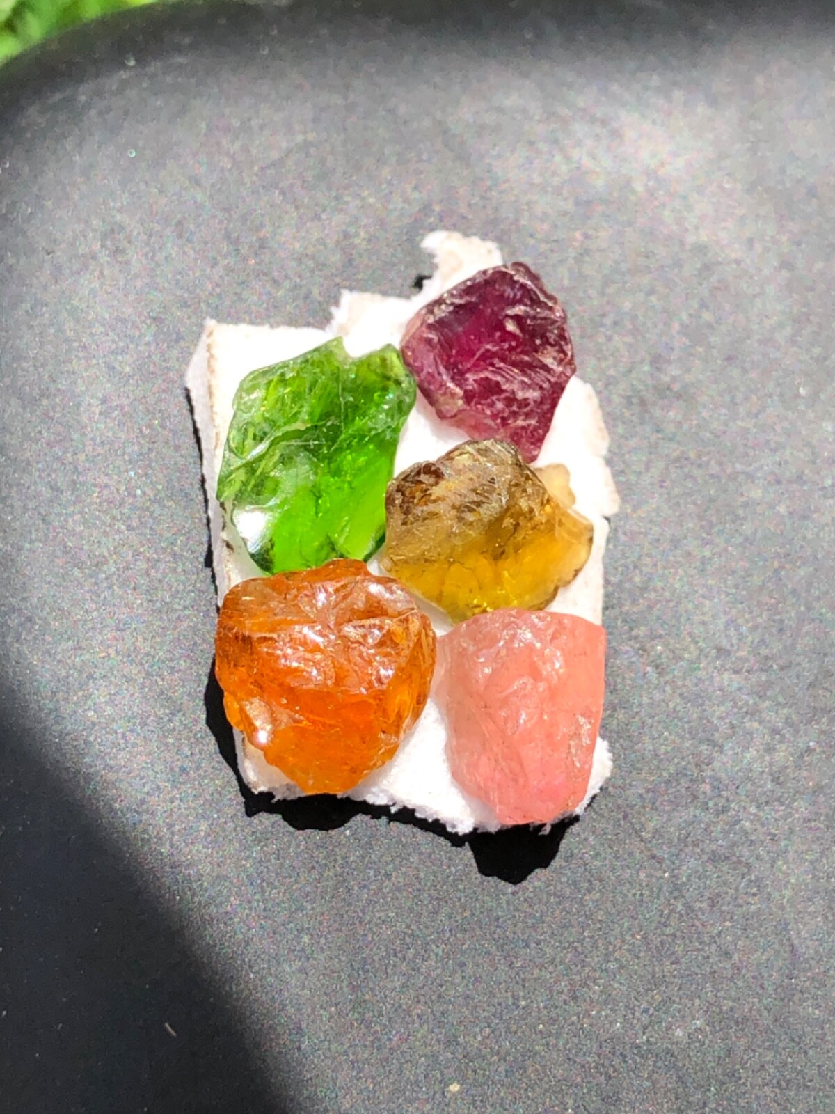 Tourmaline Rough Green Yellow Pink Purple Orange Color 5 Pieces 7 MM To 10 MM.