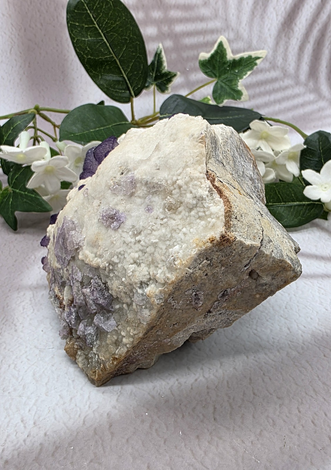 Large Fluorite on Barite Cabinet Specimen – Purple Cubic Crystals – 3 lb Natural