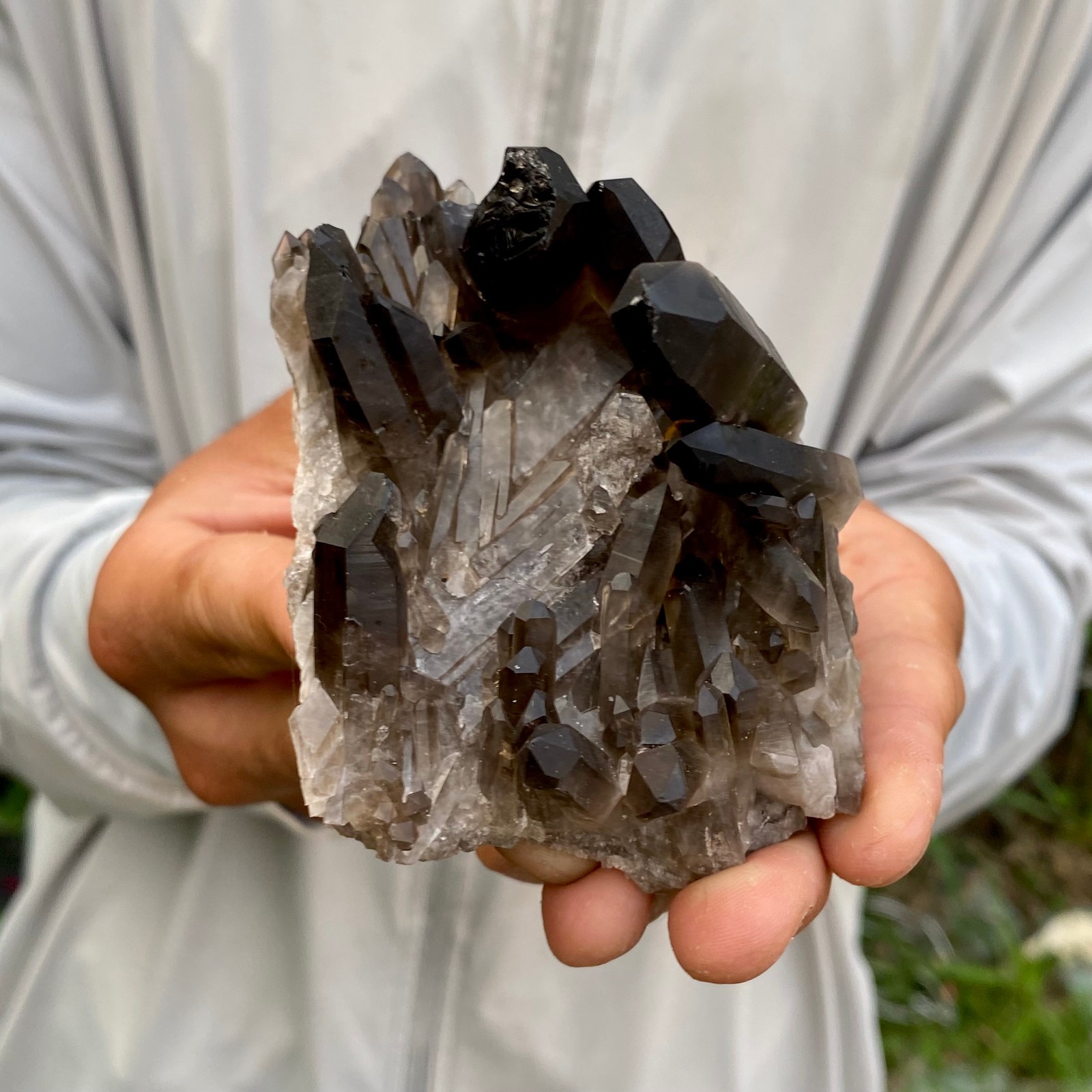 277G Natural Black Smoky Quartz Crystal Cluster Raw Mineral Specimen