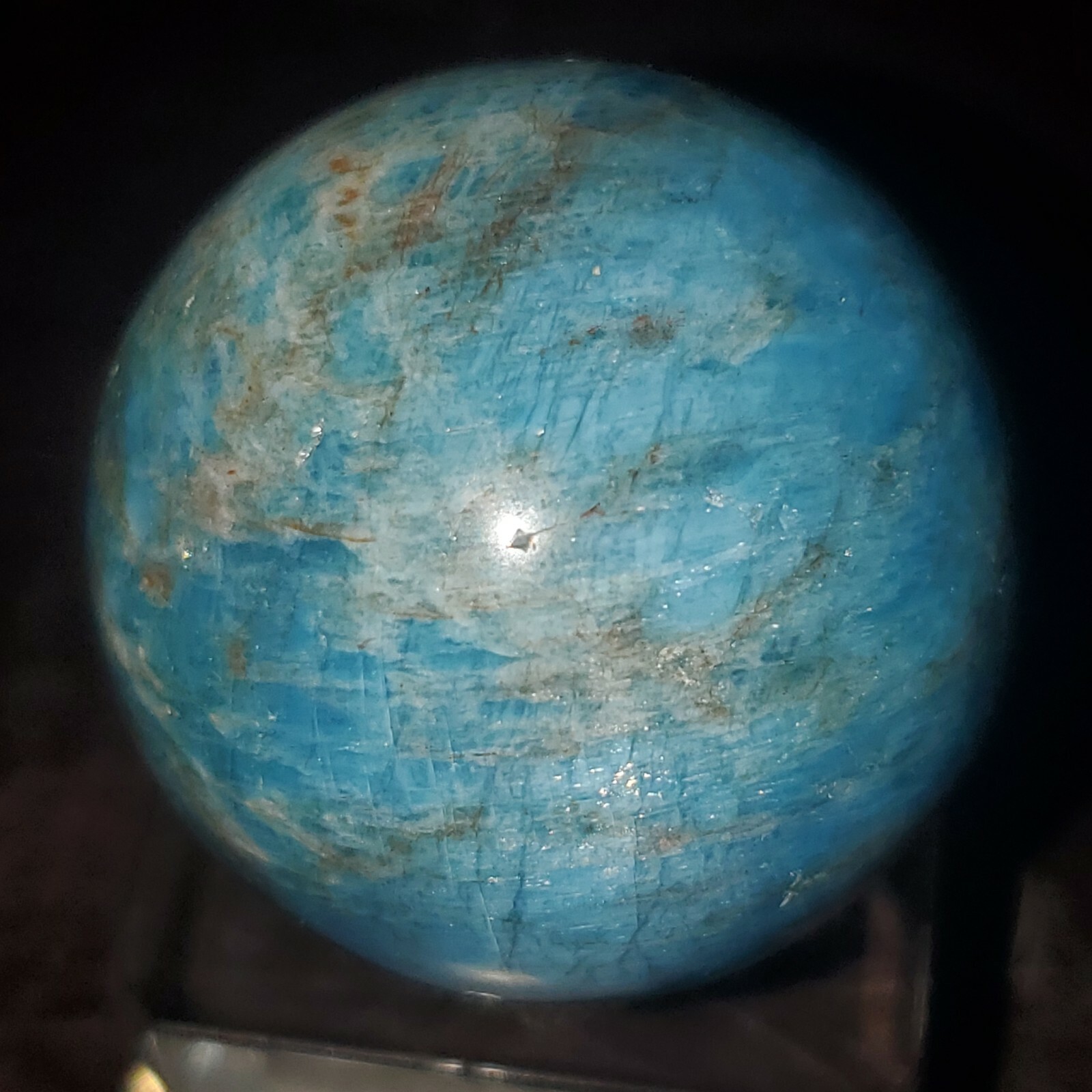 Blue Apatite Sphere Orb Ball Marble 32mm, 55g