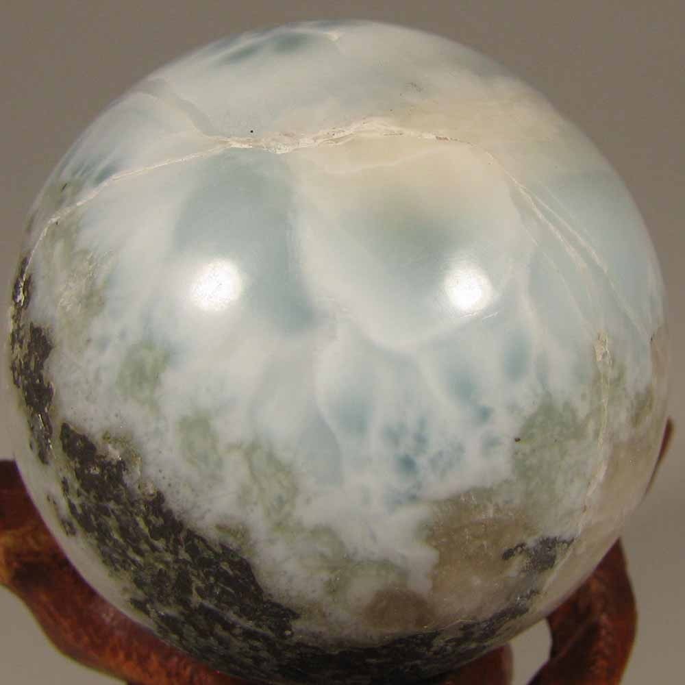 38mm Blue LARIMAR Polished Gemstone Sphere Ball w/ Stand – Dominican Republic