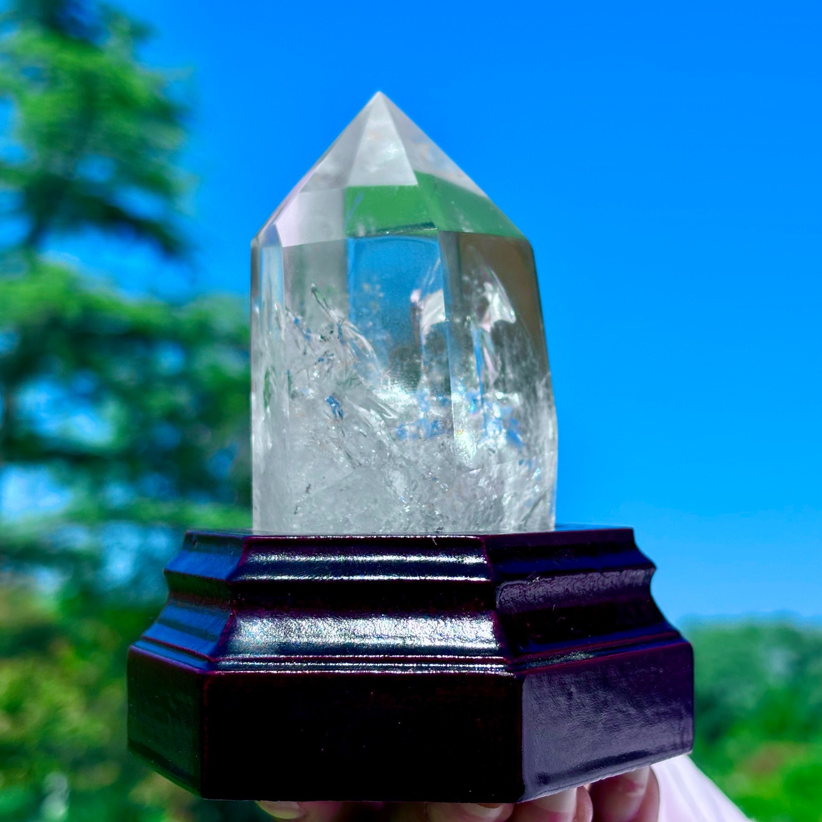 274G Natural Clear White Crystal Obelisk Transparent Quartz Energy Column Reik