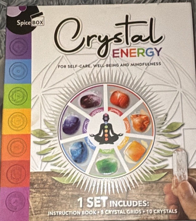 NEW Crystal Energy Kit, 8 Crystals 2 Wands 5 Grids Bag Instructions Templates