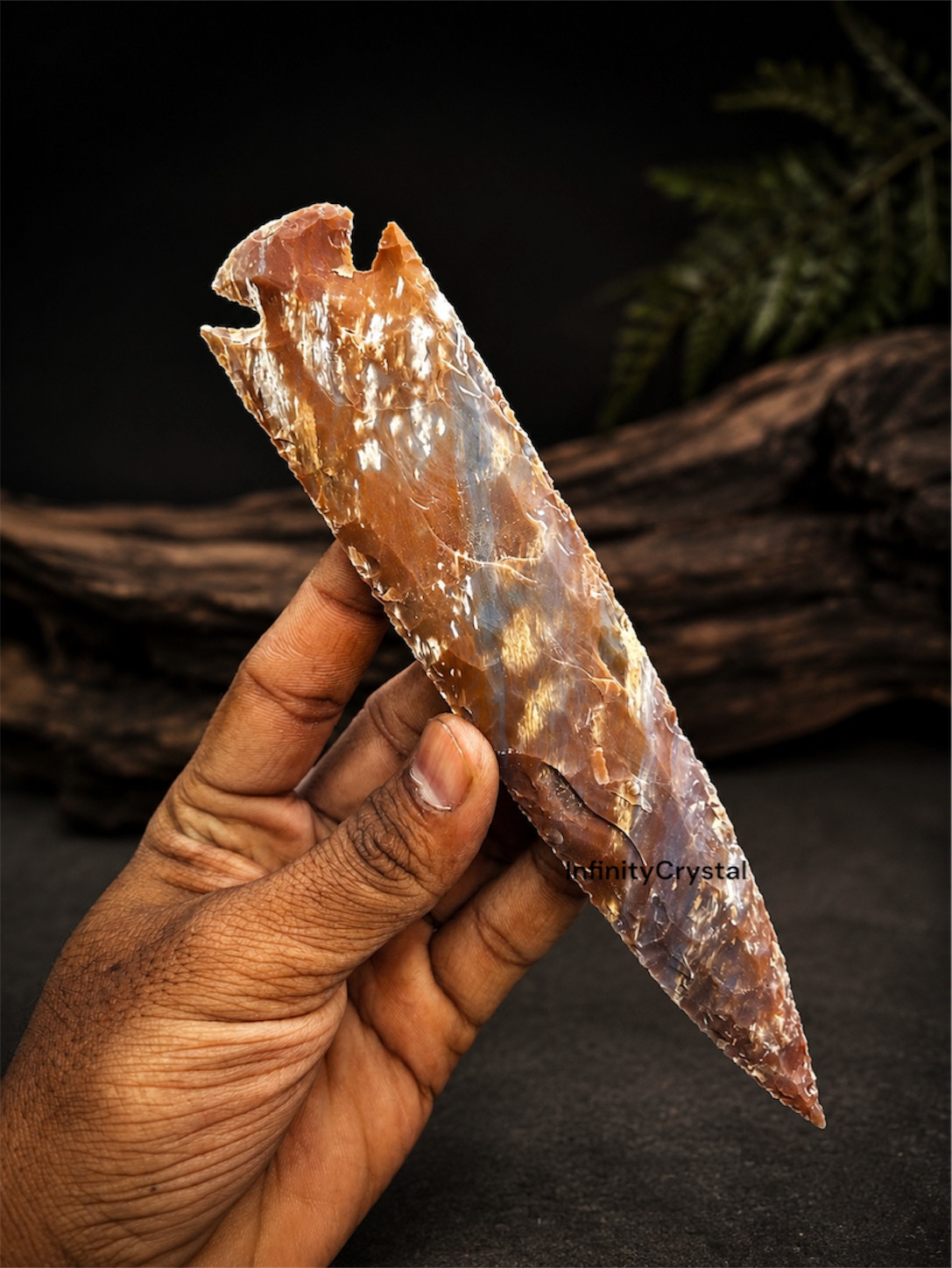 Natural Fancy Jasper Arrowhead 6 to 14 Inch Handmade Flint Knapped Spearhead.