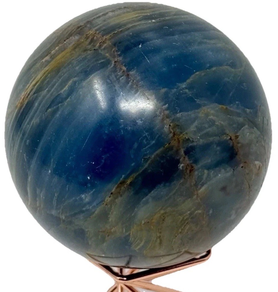 352g Blue Onyx Crystal Sphere Polished Pretty Colors & Banding Holder Included