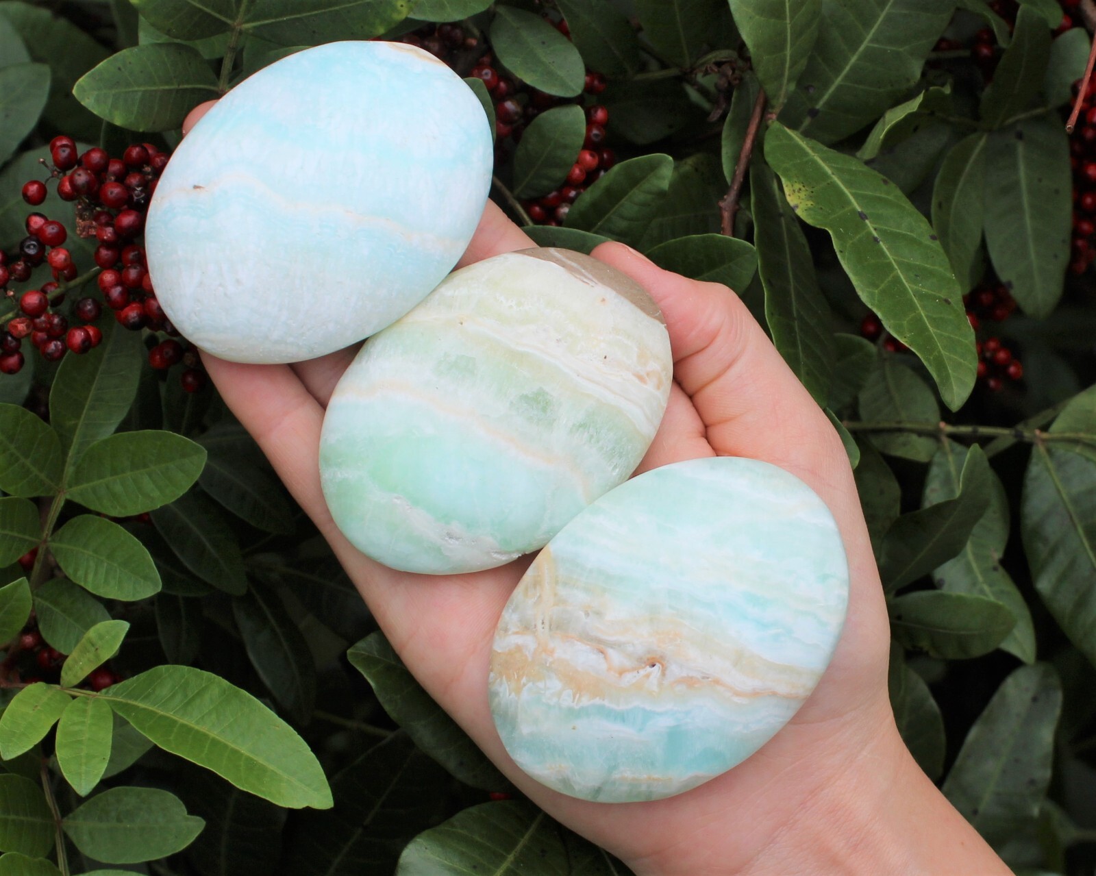 LARGE Caribbean Calcite Palm Stones – Hand Polished Carribean Calcite Crystals