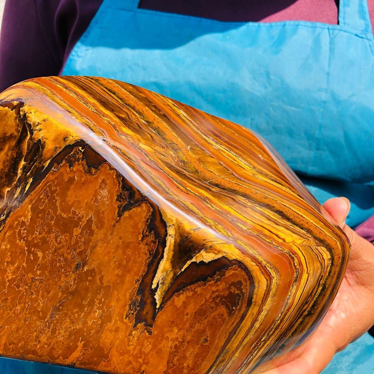 3660G Large Natural Tiger’s Eye Quartz Crystal Rough Mineral Specimen MH5339