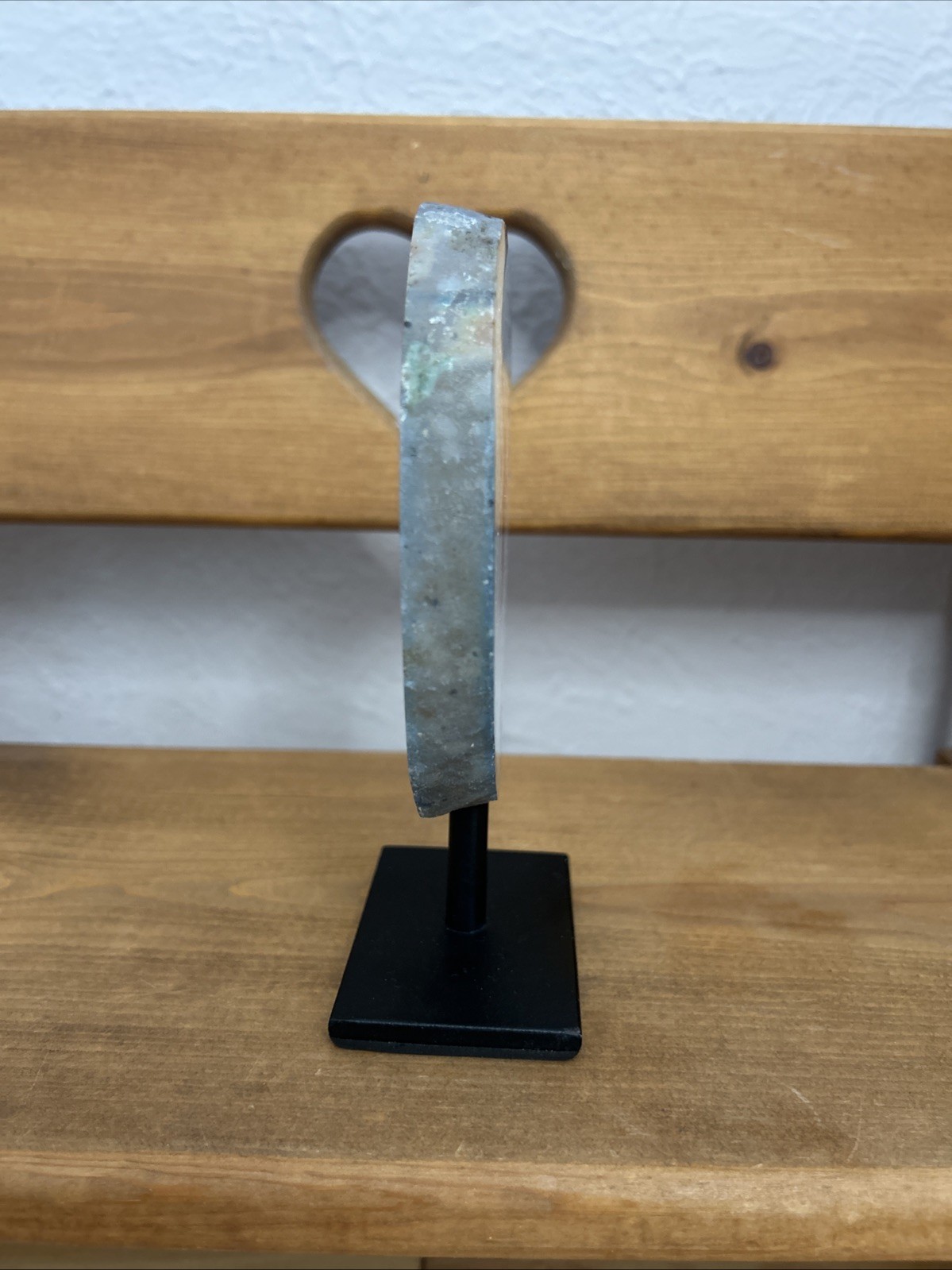 RAW BRAZILIAN AGATE STONE 3/8in Thick Natural Rough Stone On Black Stand