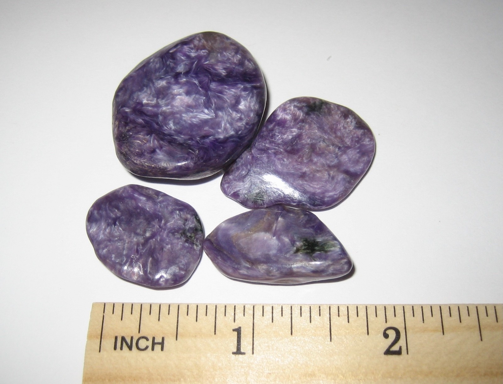 4 TUMBLED POLISHED NATURAL 0.8″-1.2″ CHAROITE STONE MINERALS RUSSIA 26.3grams *1