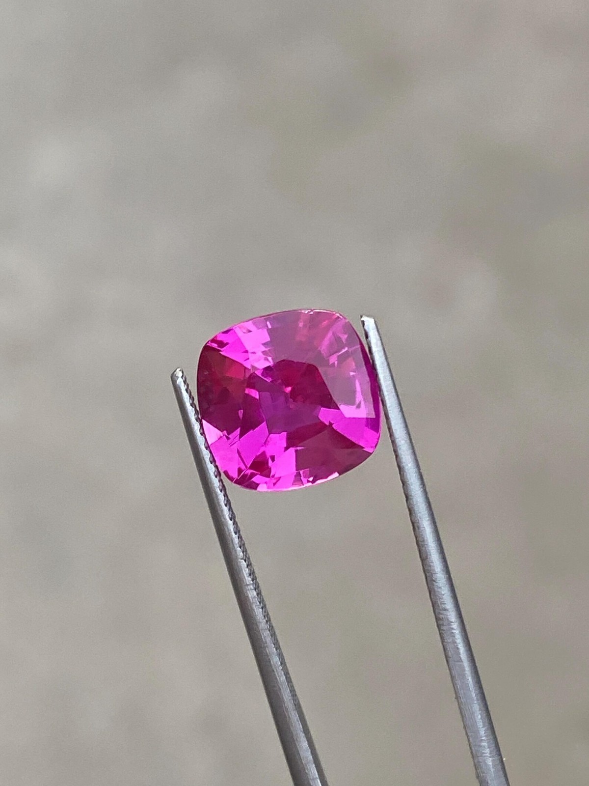 6 Ct Lab Grown Purplish Sapphire, 10x10mm Cushion Cut Loose Gemstone .