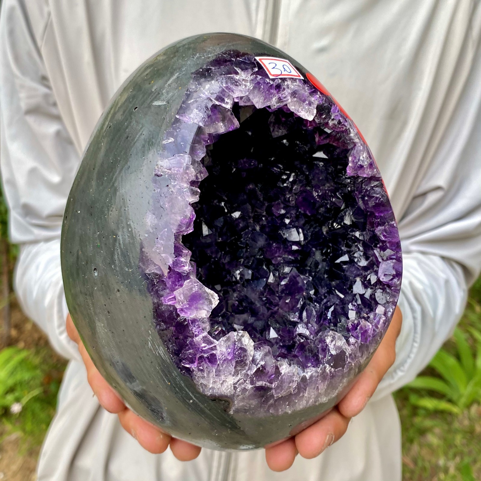 6.59LB High quality Natural Amethyst geode quartz crystal Dinosaur egg healing