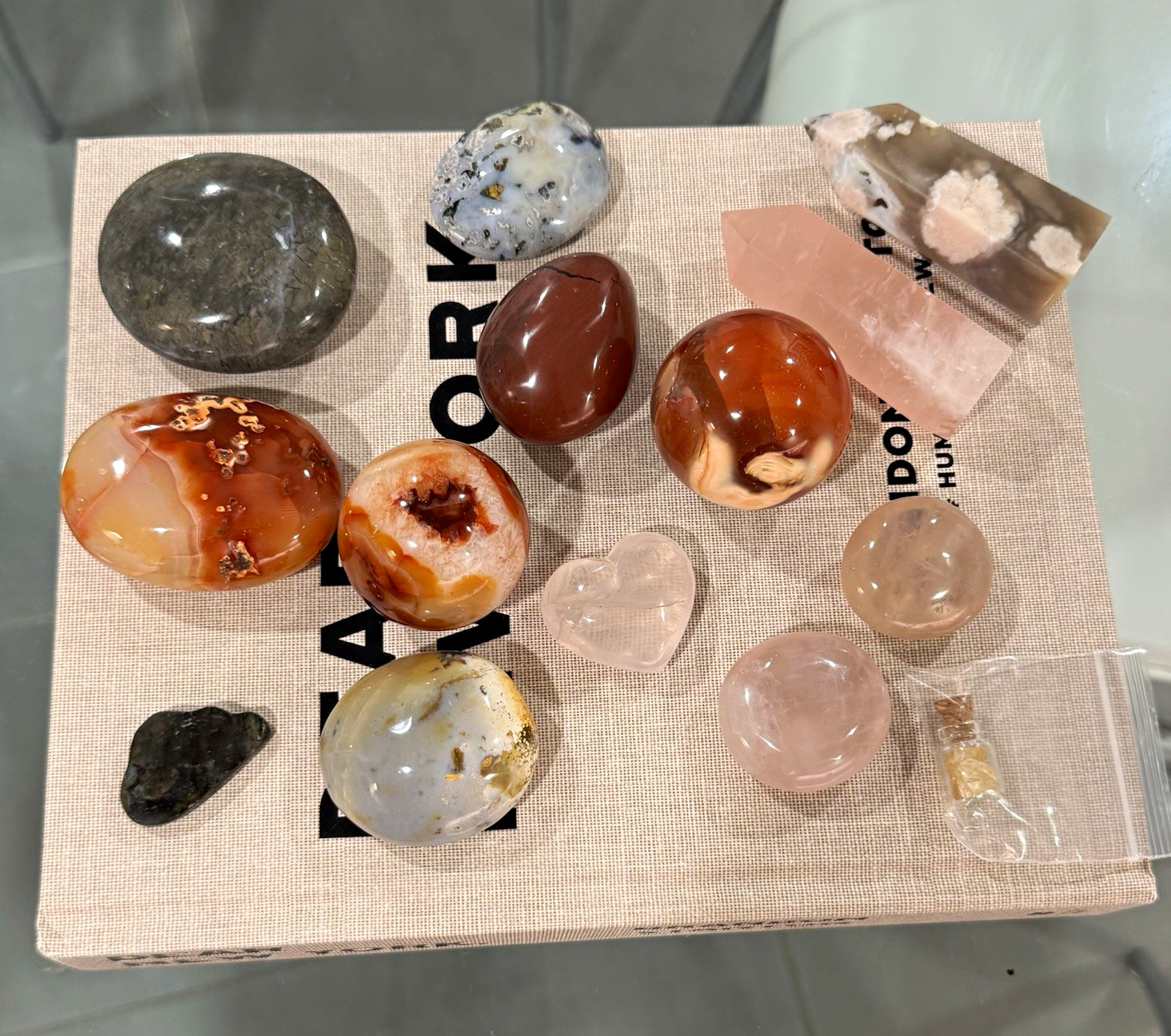 Mixed Polished Crystal & Mineral Lot – Spheres, Palm Stones, Hearts, Points