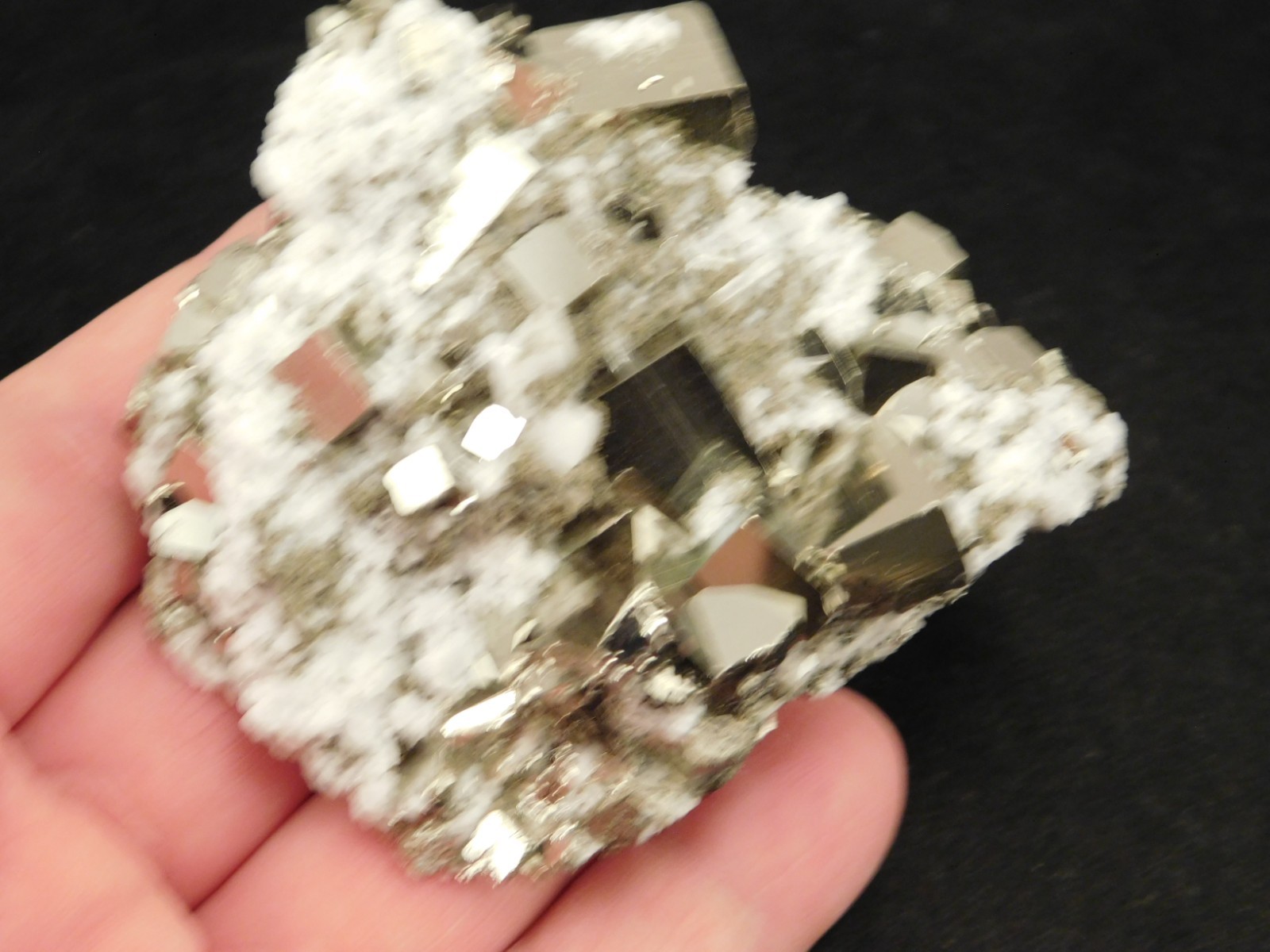 NICE! PYRITE Crystal CUBE Cluster with Druzy Quartz From Peru 233gr