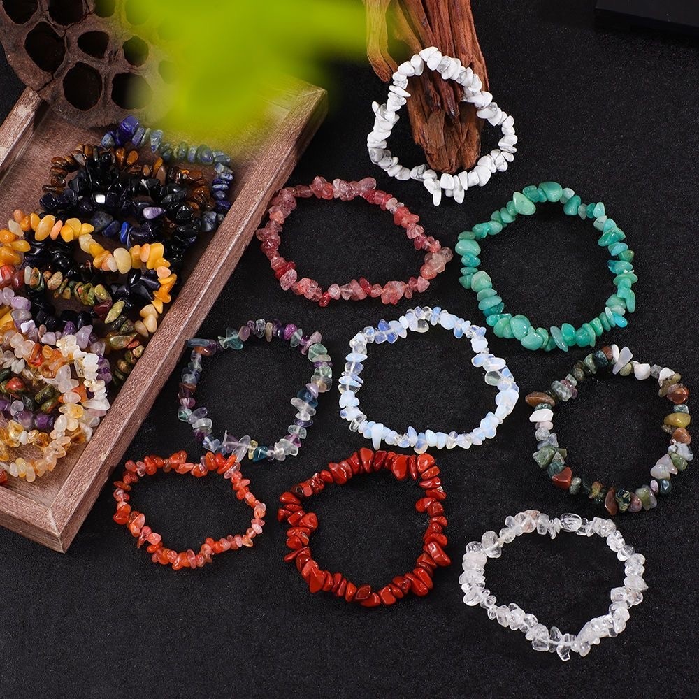 10pcs Reiki treatment Crystal Quartz Natural Stone Bracelet Charm Raw chip