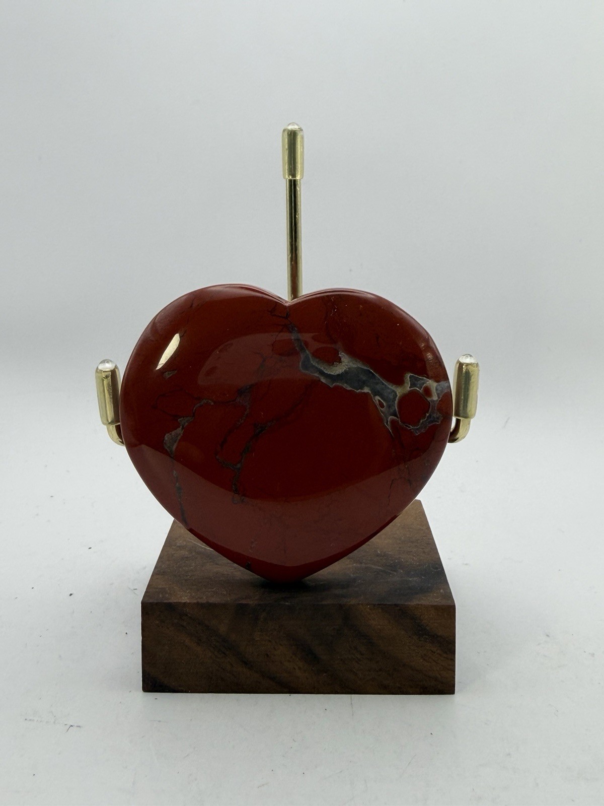 Polished Red Jasper Heart, Brecciated Stone Palm Heart ~2.75in, No Stand