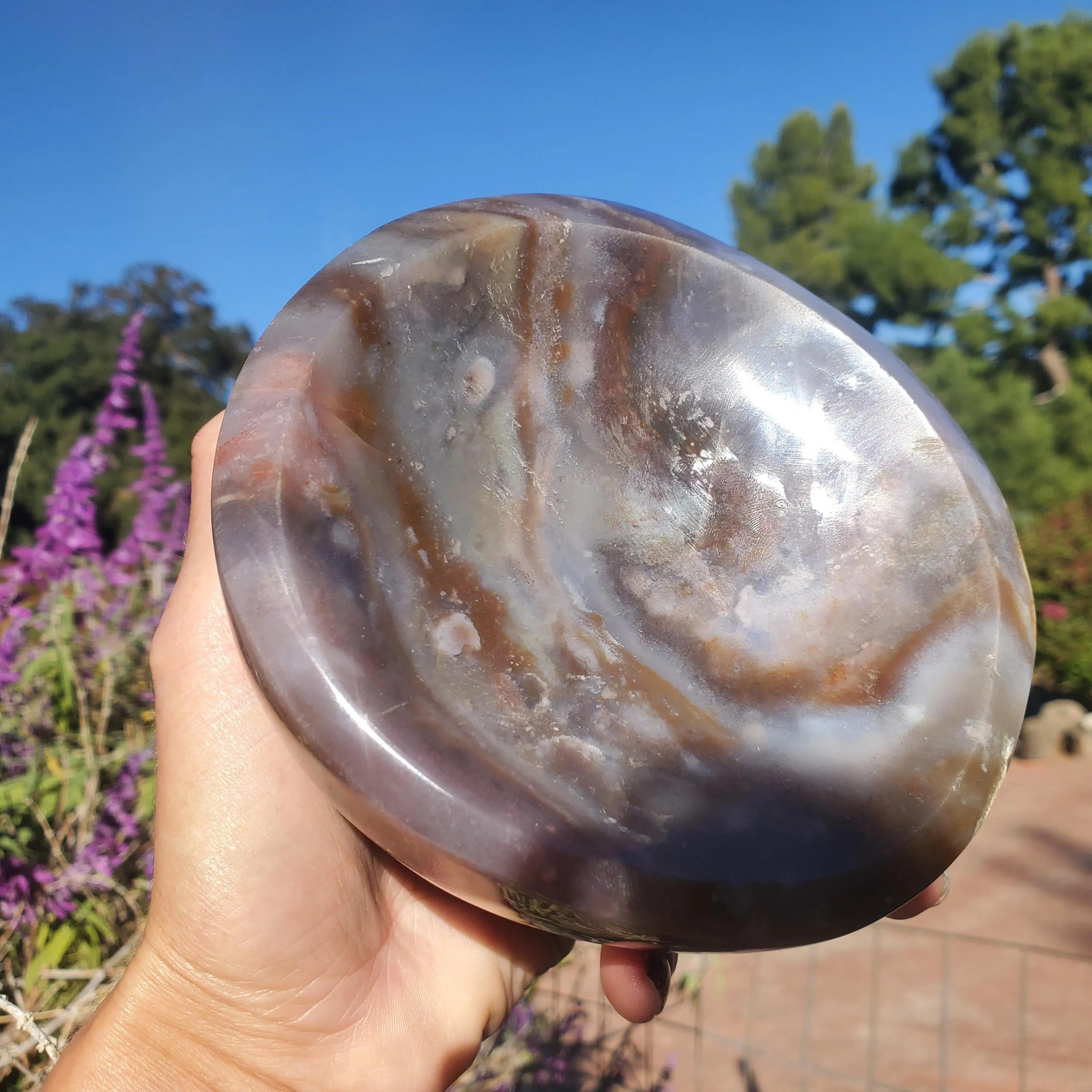 Ocean Jasper Lilac Purple Chalcedony Multi-Purpose Bowl 1001 grams
