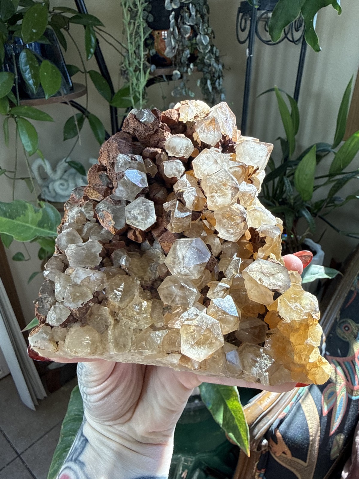 Large Smoky Quartz Crystal Cluster w/Limonite – Bulgaria – 2.45lbs