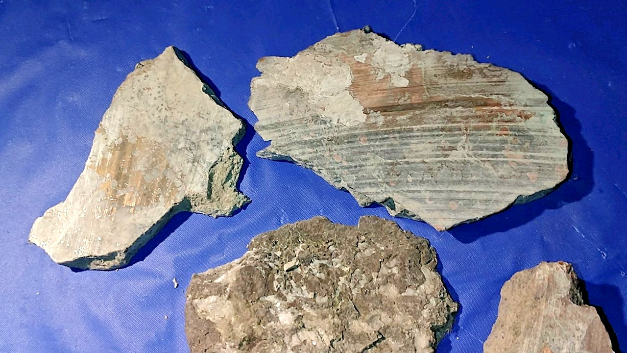 6 Small Slabs Rough Cut Native Copper Nugget Keweenaw Michigan 1.5 lb. in Matrix