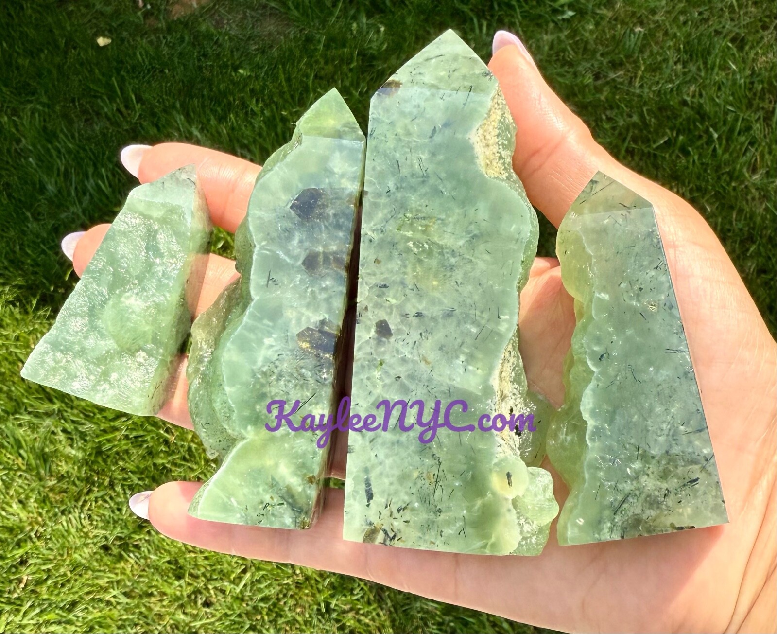 Wholesale 2 Lbs Natural Prehnite W Epidote Half Rough Tower Obelisk Crystal