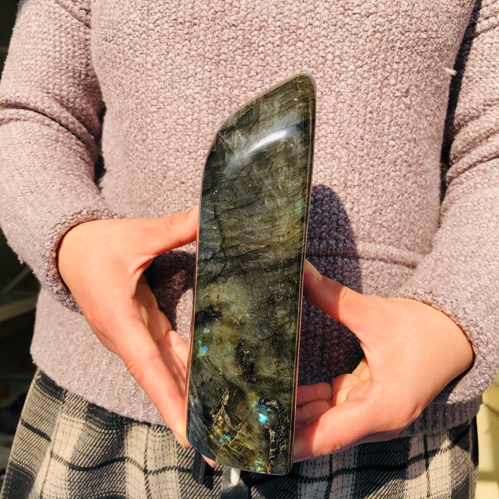 3.9LB Natural Labradorite Quartz Crystal Mineral Spectrolite Healing