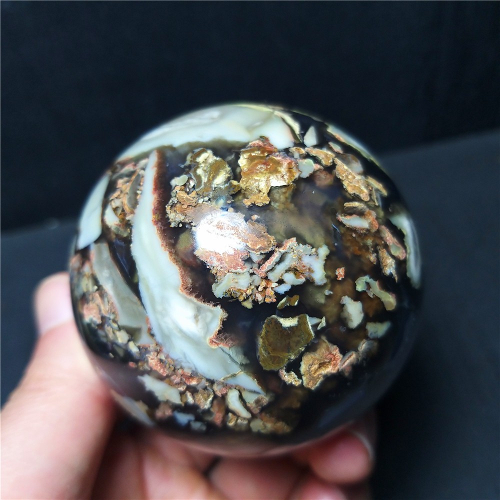 RARE 300G 61mm Natural Polishing Colorful Agate Stone Ball Reiki Healing A399
