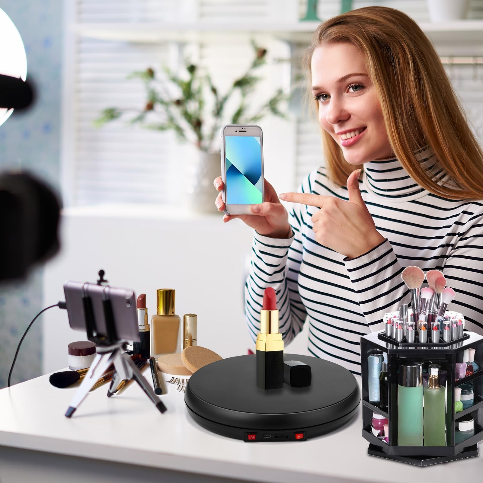 LED Light Motorized Rotating Display Stand Turner 360 Degree Display Spinner …