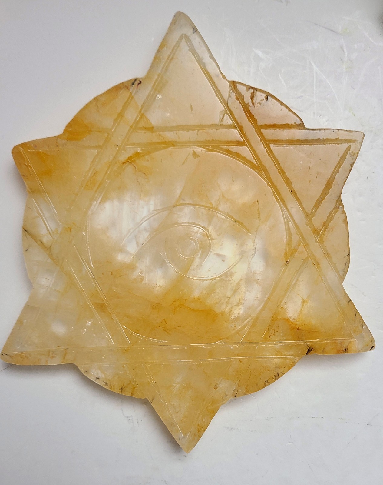 5.3″ A++ 249g Best Golden Healer All Seeing Eye No Evil Crystal Healing Carving