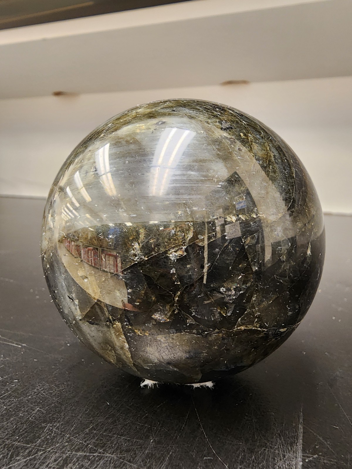 391g Labradorite Crystal Sphere Blue Gold Flash Polished Stone Display Ball