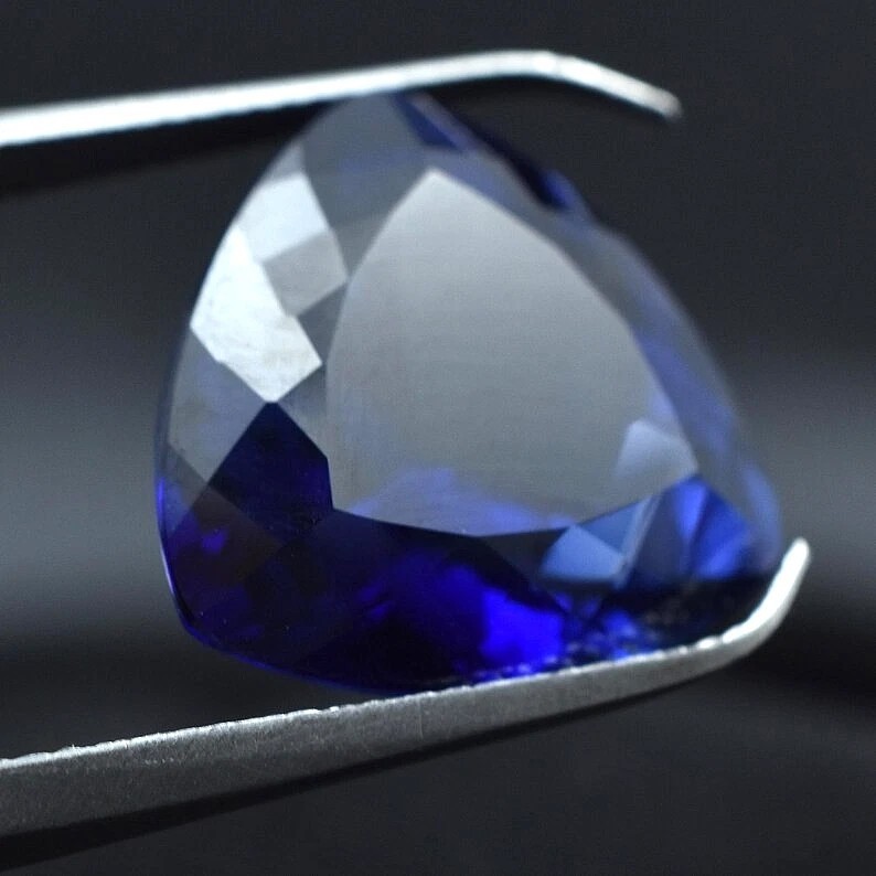 12 Ct Natural Trillion Cut Kashmiri Royal Blue Sapphire Certified Loose Gemstone
