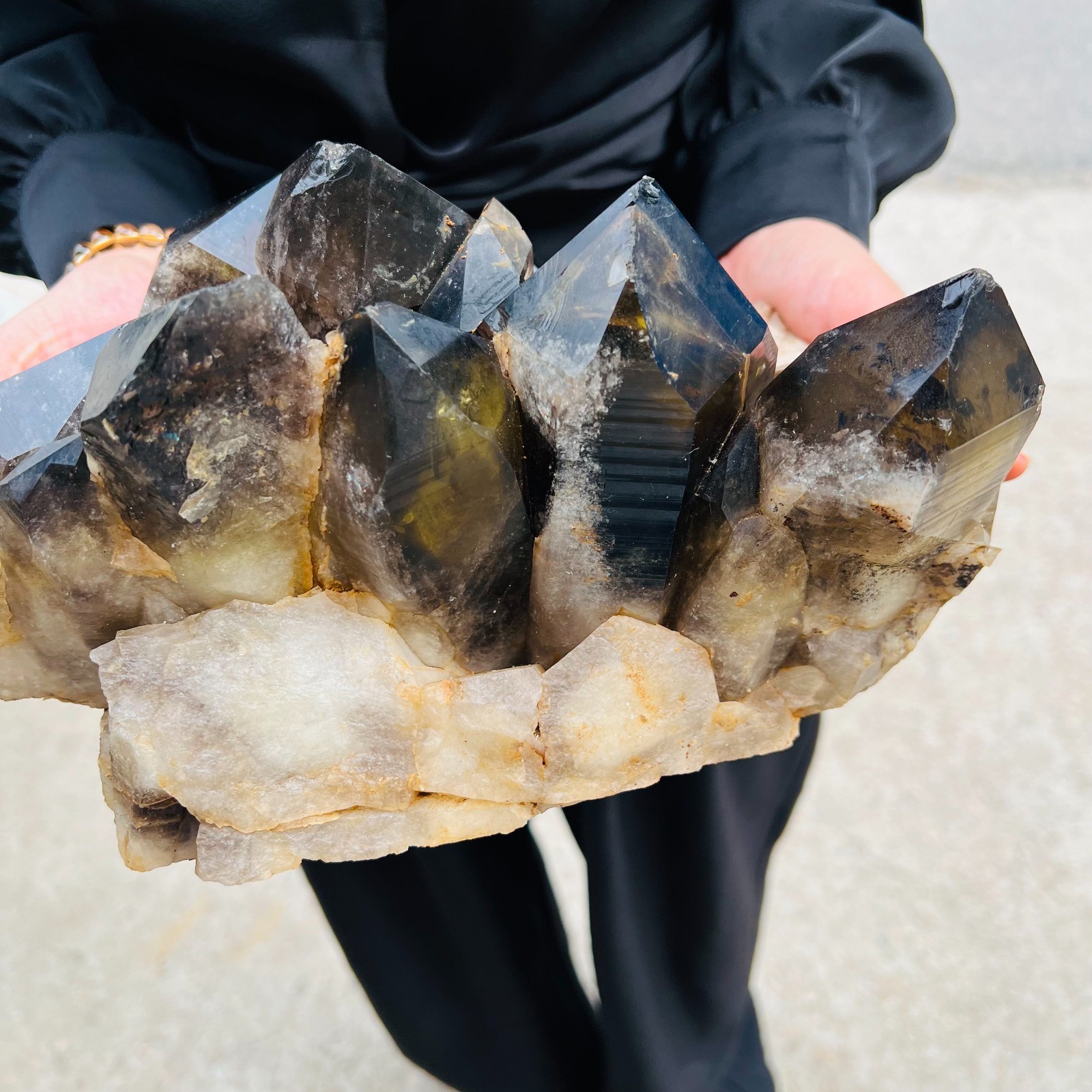14.3LB natural Crystal black yellow clusters Aura Quartz Crystal Healing