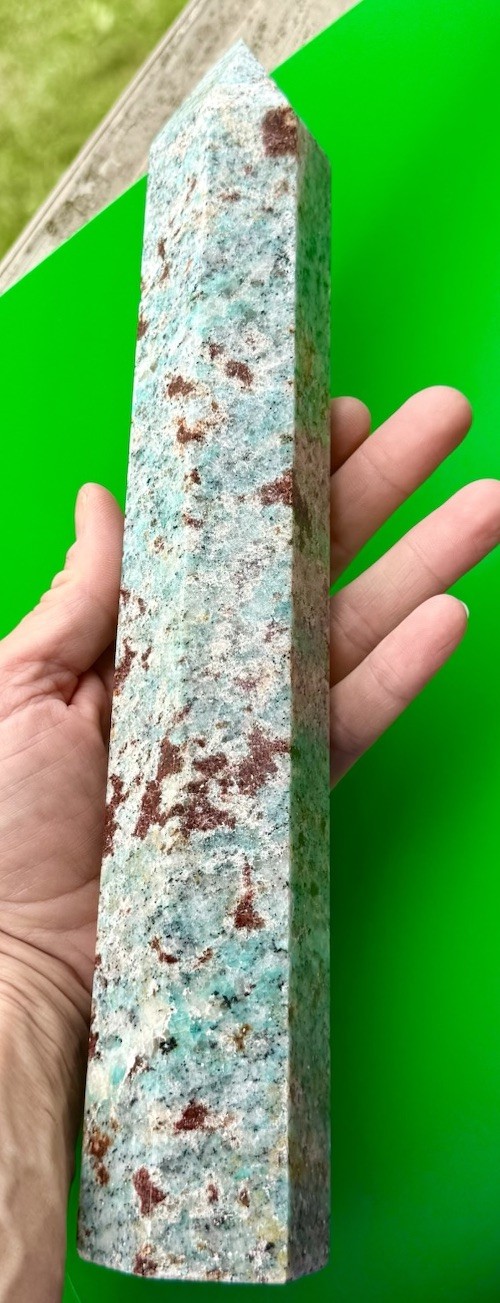 1 Foot Tall Brazillian Amazonite W/garnet Tower (2lbs.1oz)