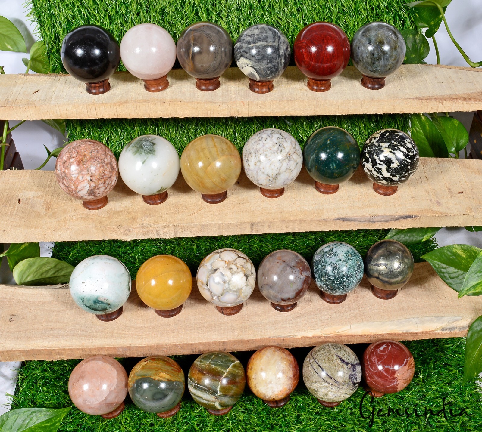 6.4 Kg/24 Pcs Natural Untreated Bi Color Multi Gems Huge Sphere Wholesale Lot