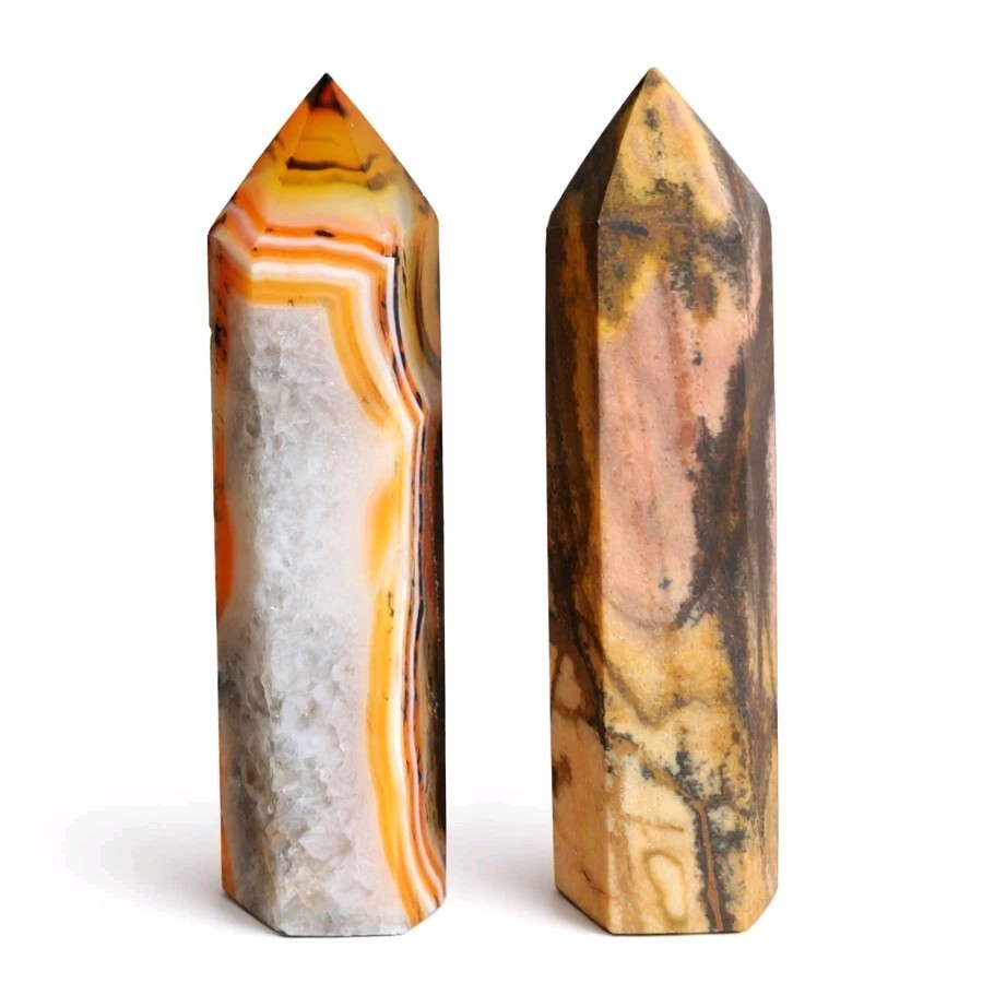Lot Of 2 Towers Brown Sardonyx & Picture Jasper 150g – USA