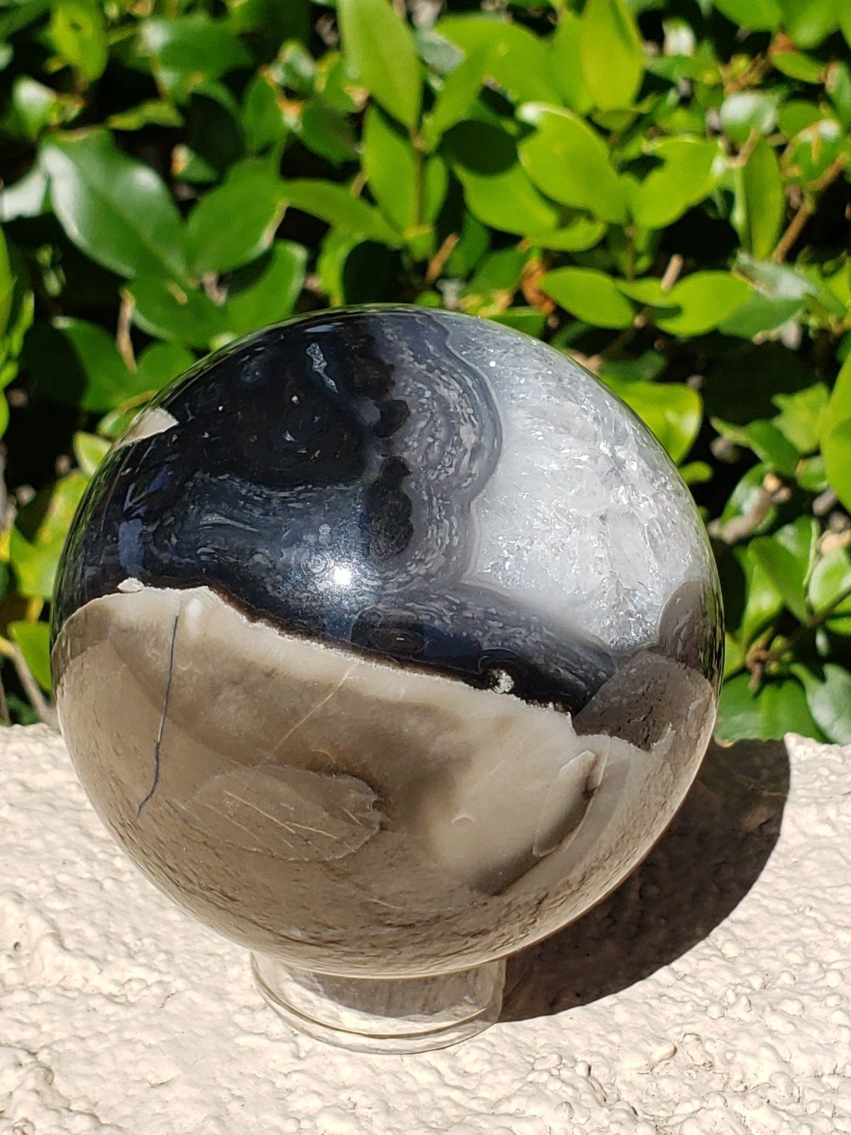 2.63″ Volcano Agate Quartz Crystal Sphere Ball Orb Stunning Green UV, 400g