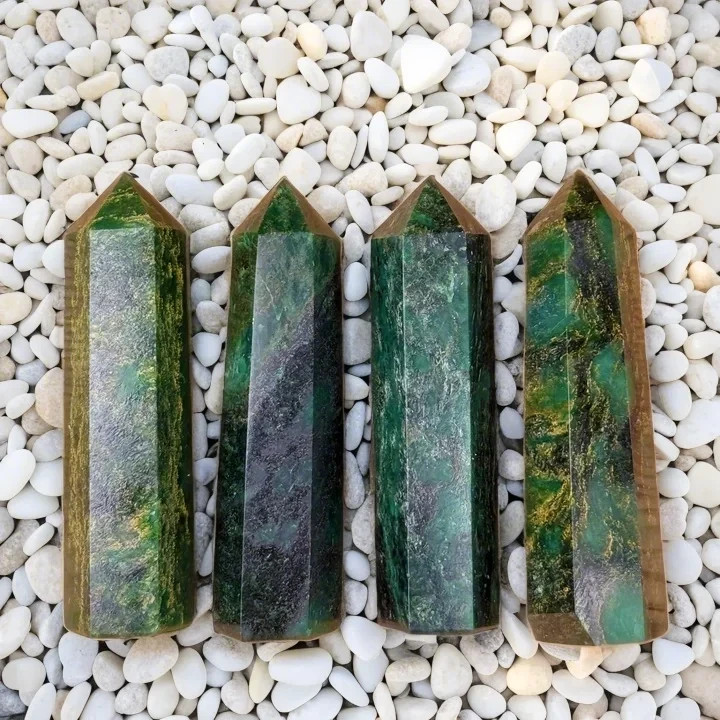 Natural Emerald Healing Crystal Wand Obelisk Reiki Tower Point Home Decor Gift