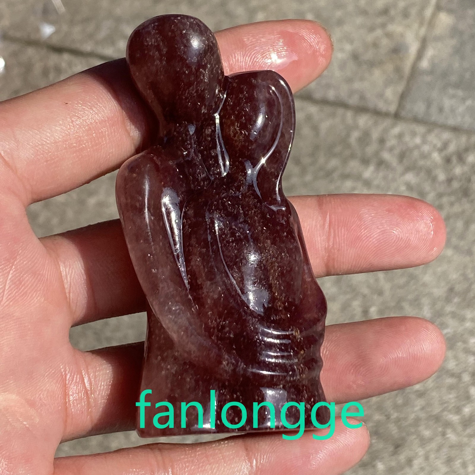 3.2in Natural Strawberry Quartz Lover Quartz Crystal Carved Figurines Gift 1pcs