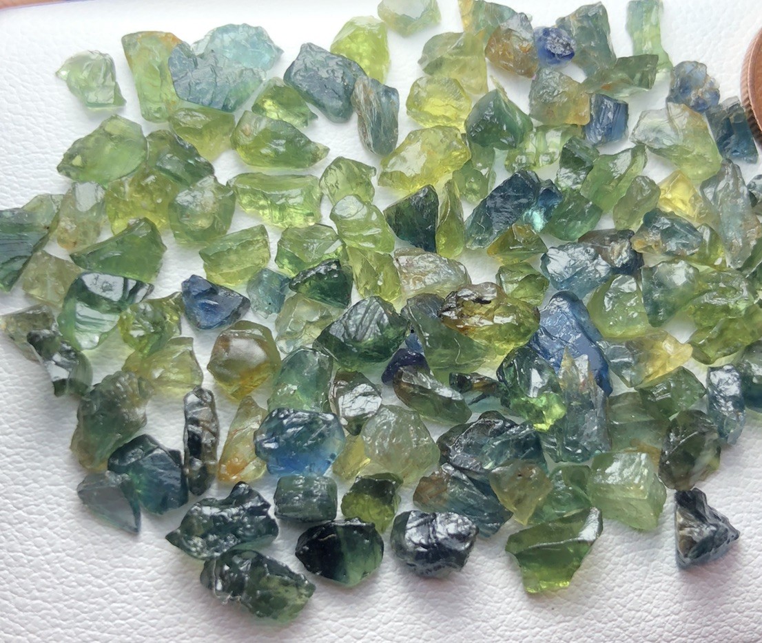 60 Crt/Rough Teal Sapphire From Tanzania Mine, Small Size Ready For Mm Size Cut