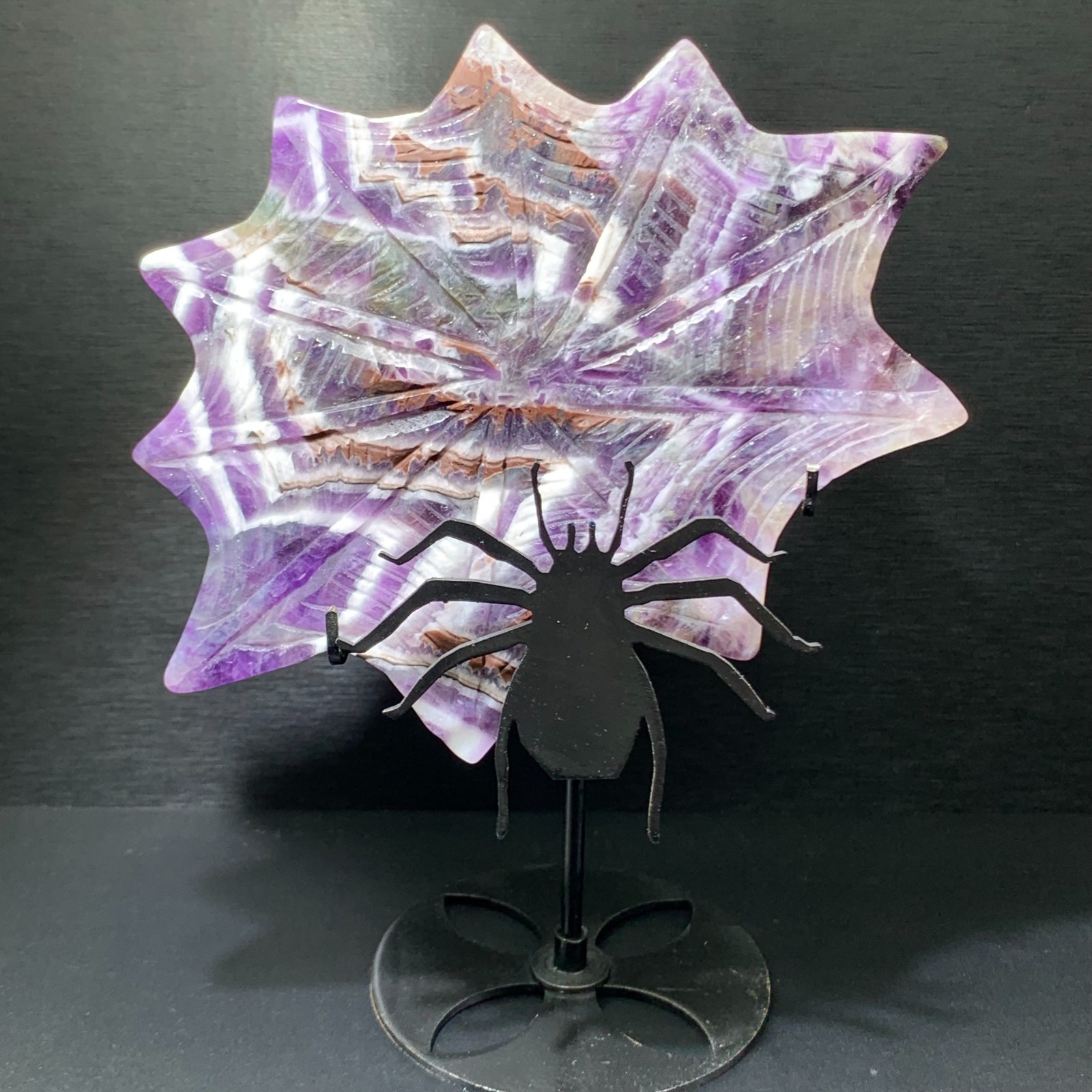 246G Natural Amethyst spider skull Quartz Crystal Skull Figurines Healing