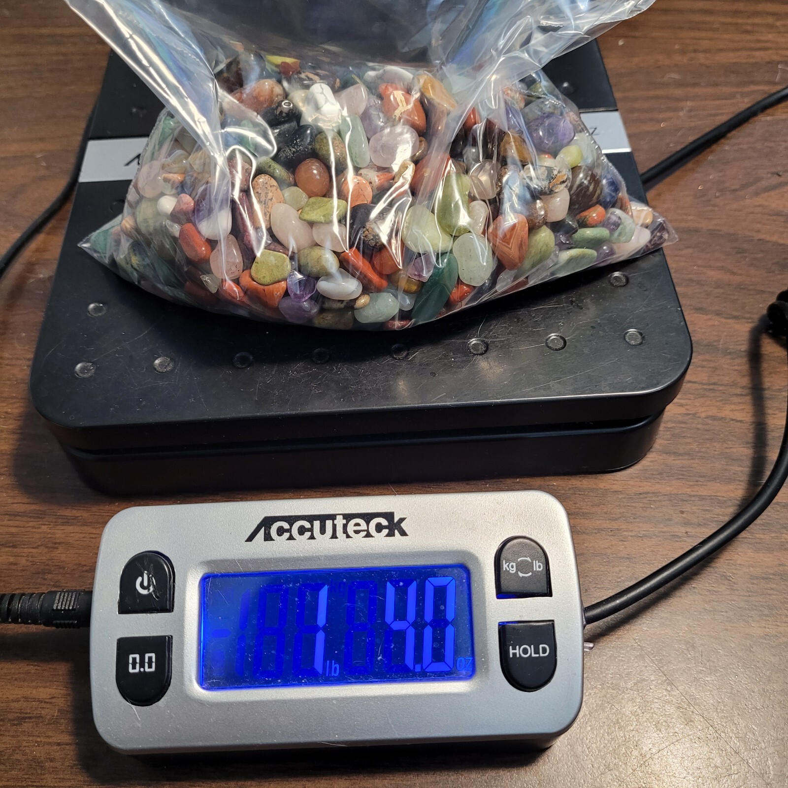 1.25 Lbs Mixed Crystals in Vintage Apothecary Glass Jar Bottle Small Tumbles