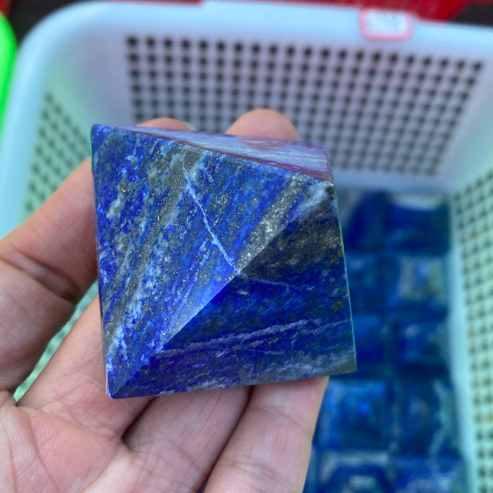 1PC Natural lapis lazuli Quartz Crystal Pyramid Energy Tower Spiritual Healing