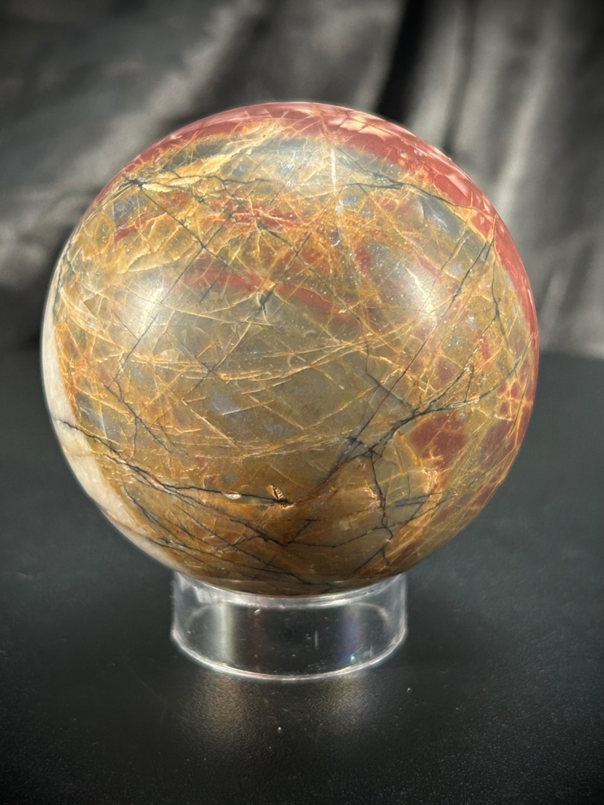 2.5″ Petrified Wood Sphere With Acrylic Stand 12.5oz (354 grams)