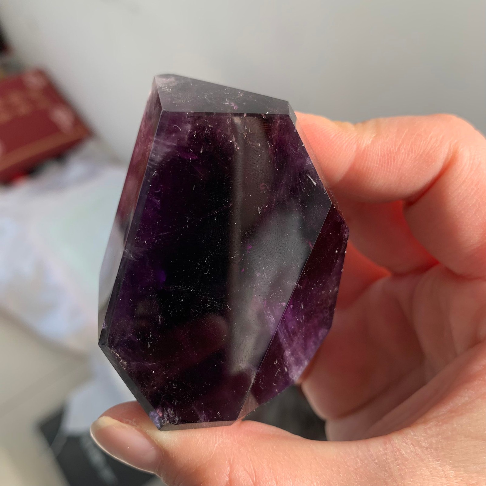 157g Faceted Amethyst Freeform Geometric Crystal Hand-Cut Stone Spiritual Decor