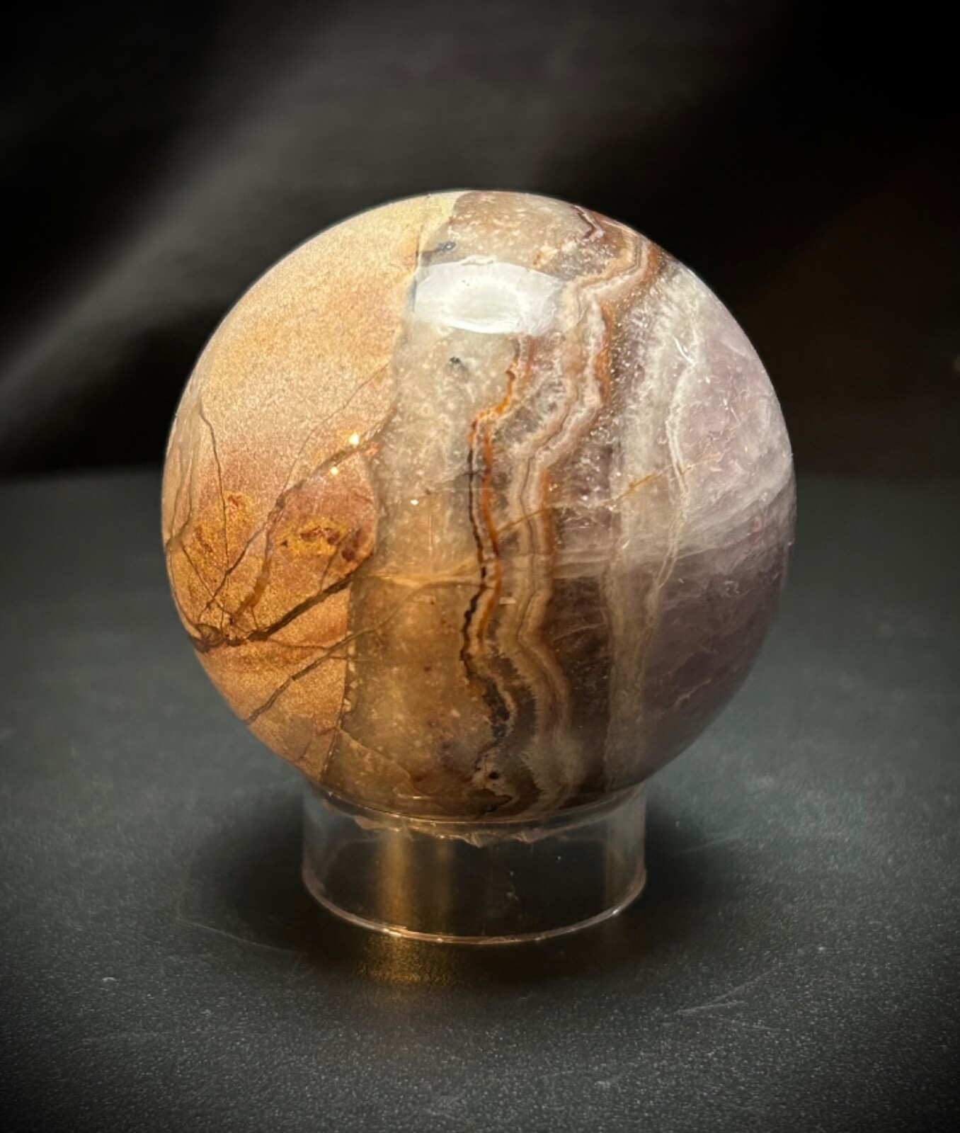 2.1″ Agate And Amethyst Sphere With Acrylic Stand 8.1oz
