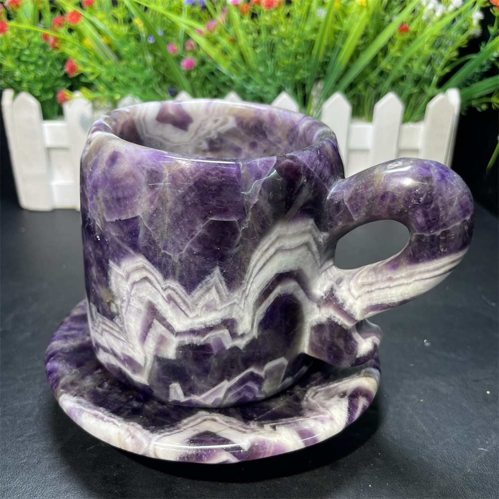 2.5LB 4.7″ Natural Dream Amethyst Cup Crystal Quartz Decor Figurine Carved