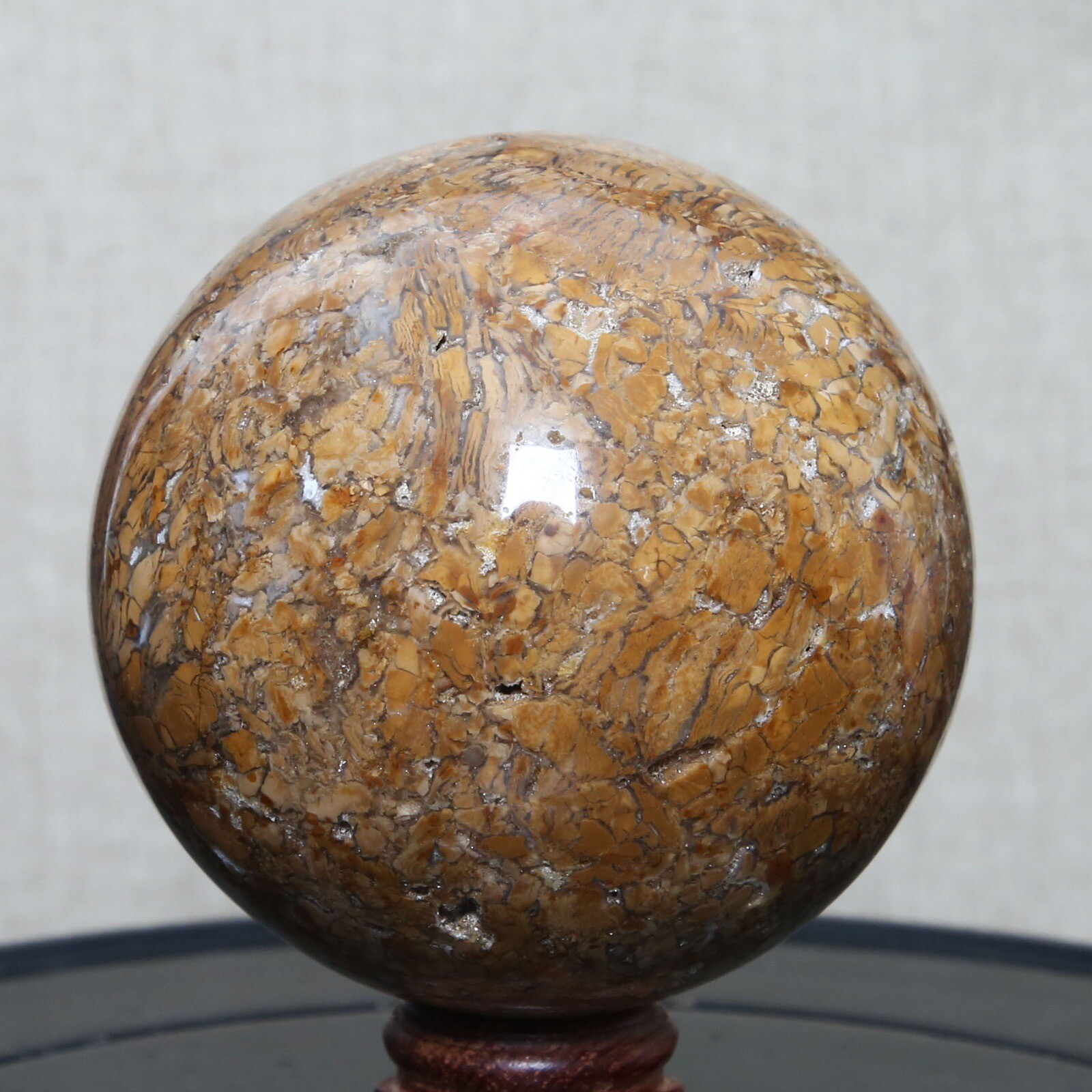 B8702-85mm-817g Amazing Natural Ocean Ibis Jasper Orbicular Sphere Reiki Crystal