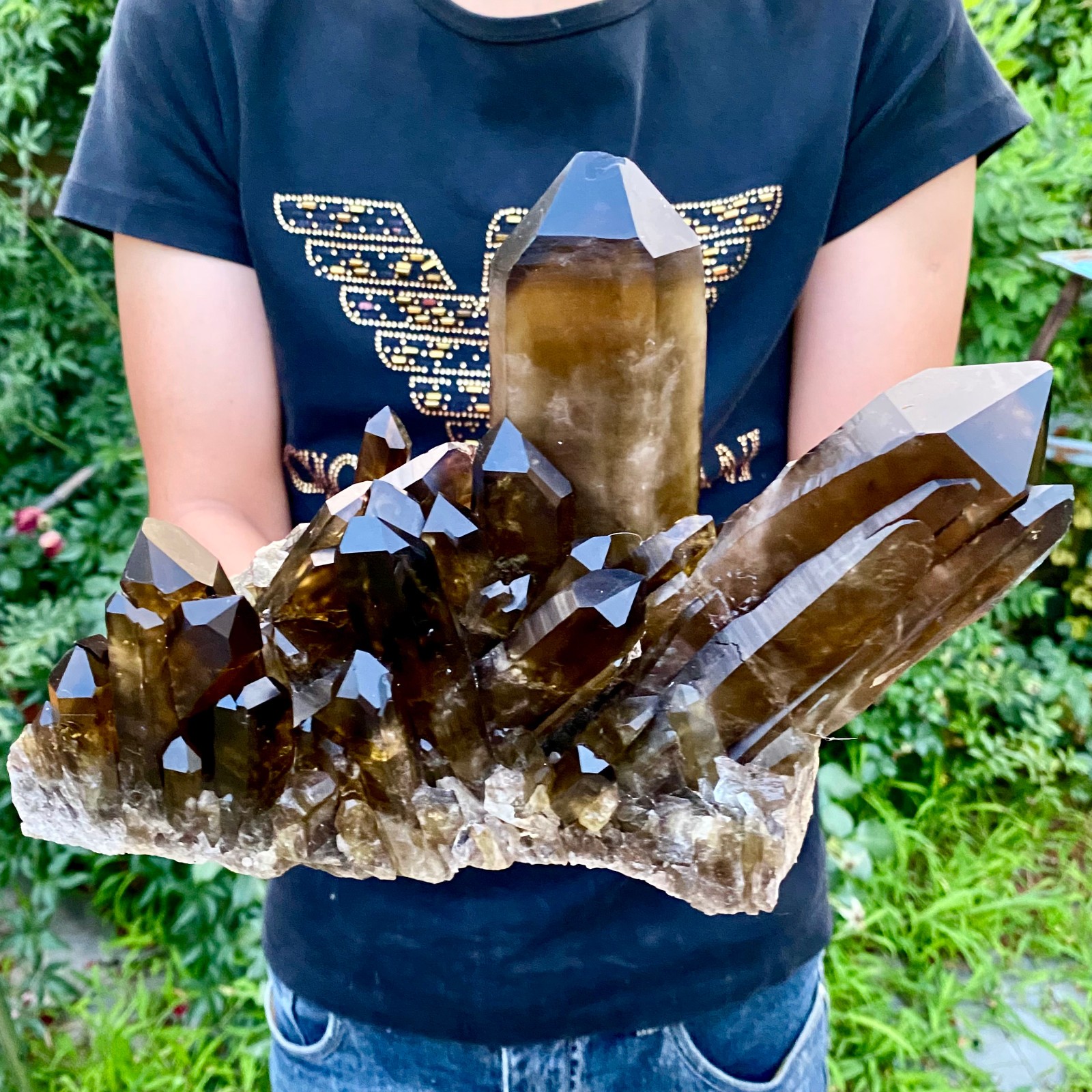 5.7LB Natural Tea black Crystal quartz Cluster Mineral Specimen Healing reiki